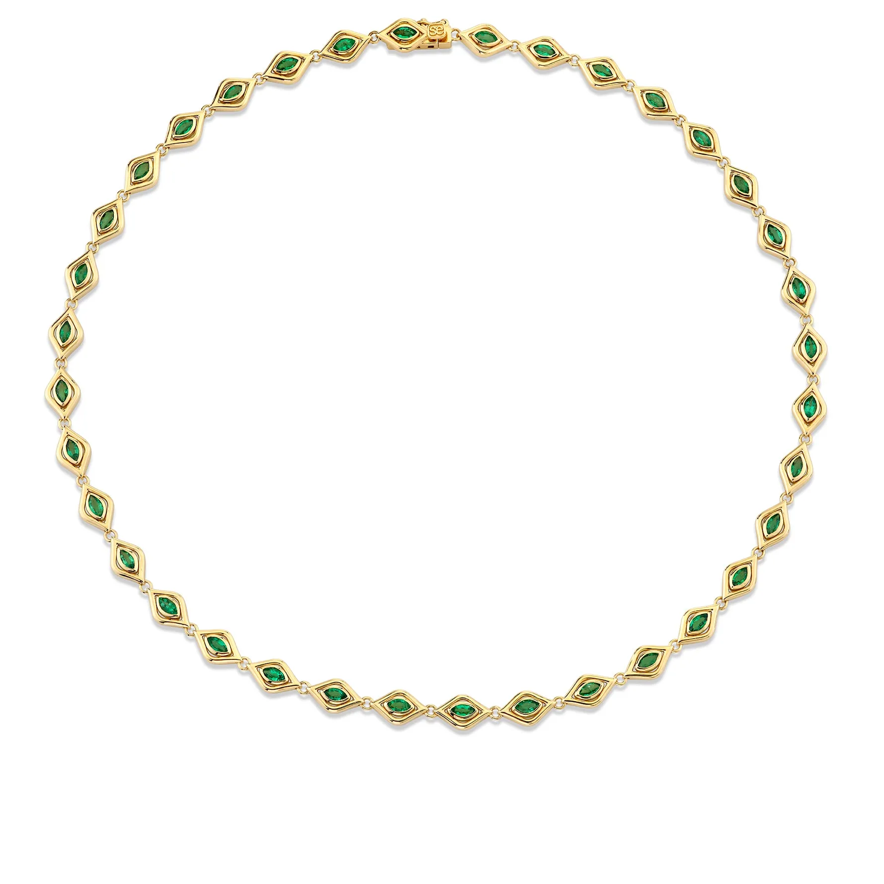 Gold & Emerald Marquise Eye Eternity Necklace