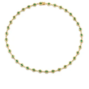 Gold & Emerald Marquise Eye Eternity Necklace