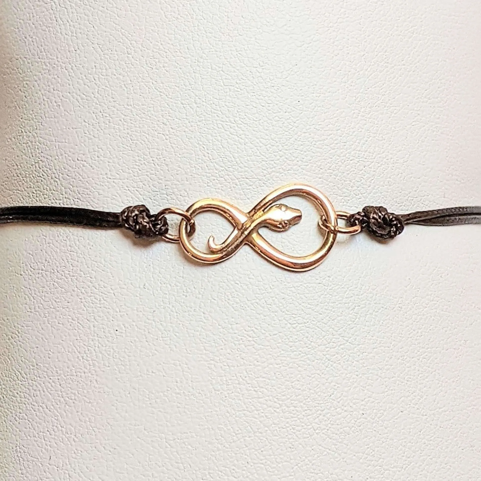Gold Eternity Snake Symbol Waxed Cord surfer Bracelet