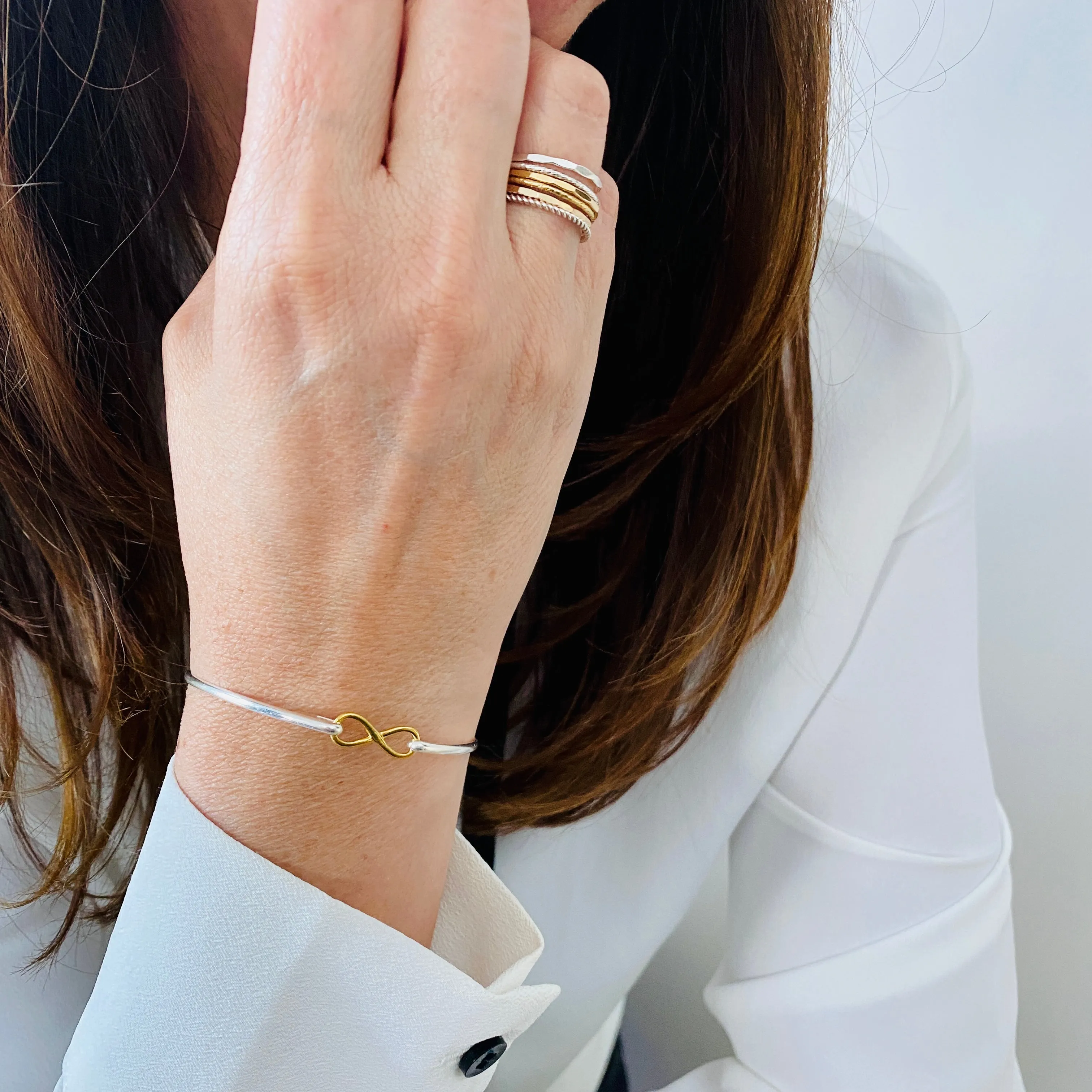 Gold Infinity Silver Bangle