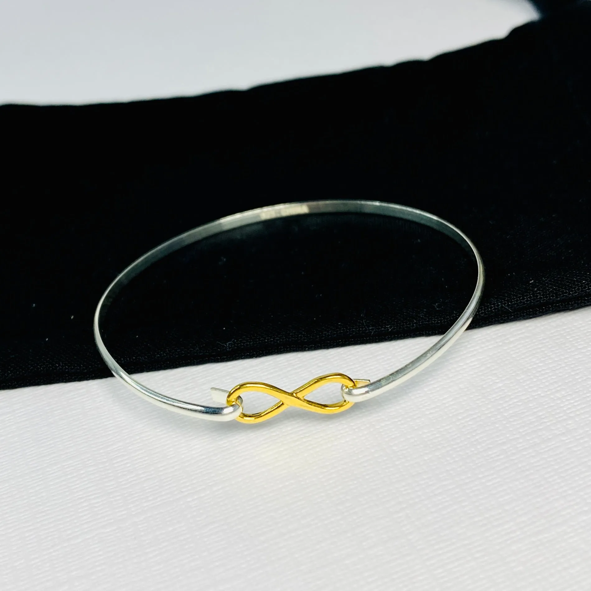 Gold Infinity Silver Bangle
