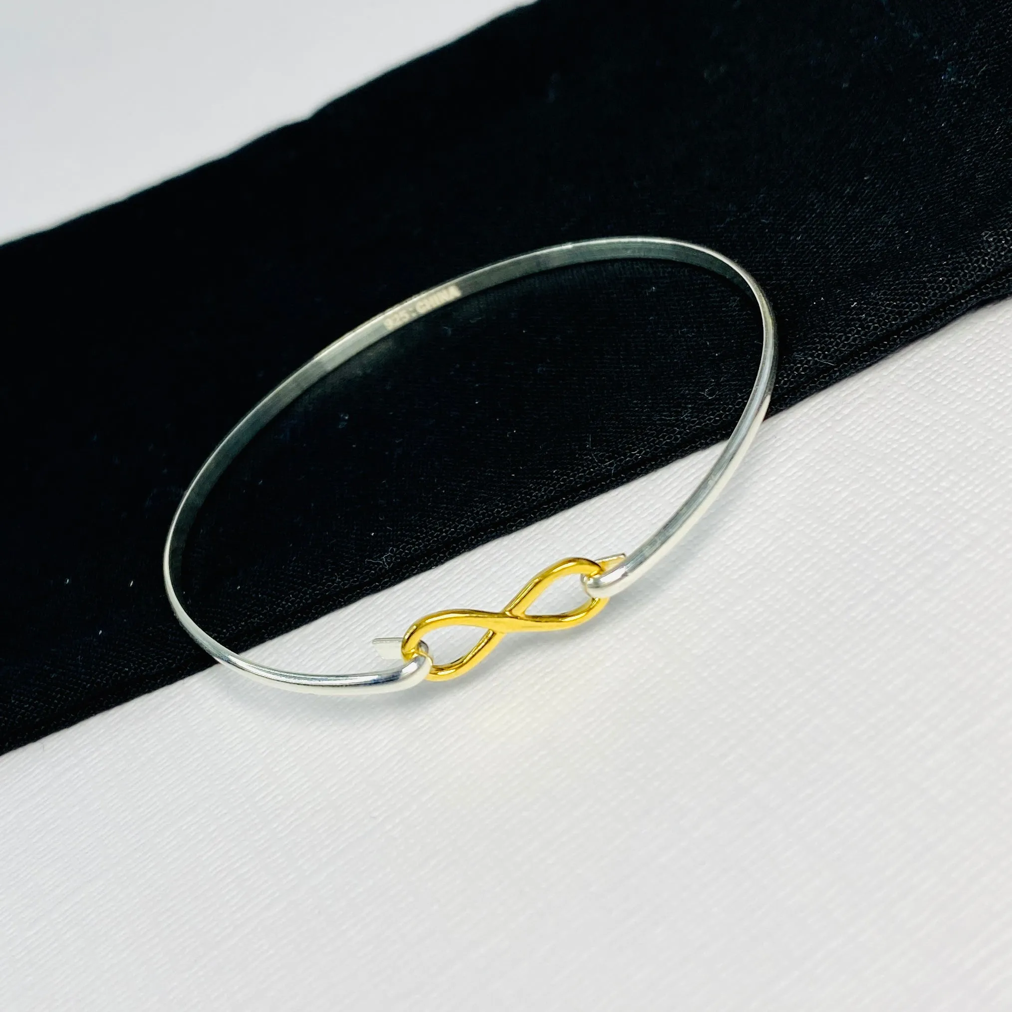 Gold Infinity Silver Bangle