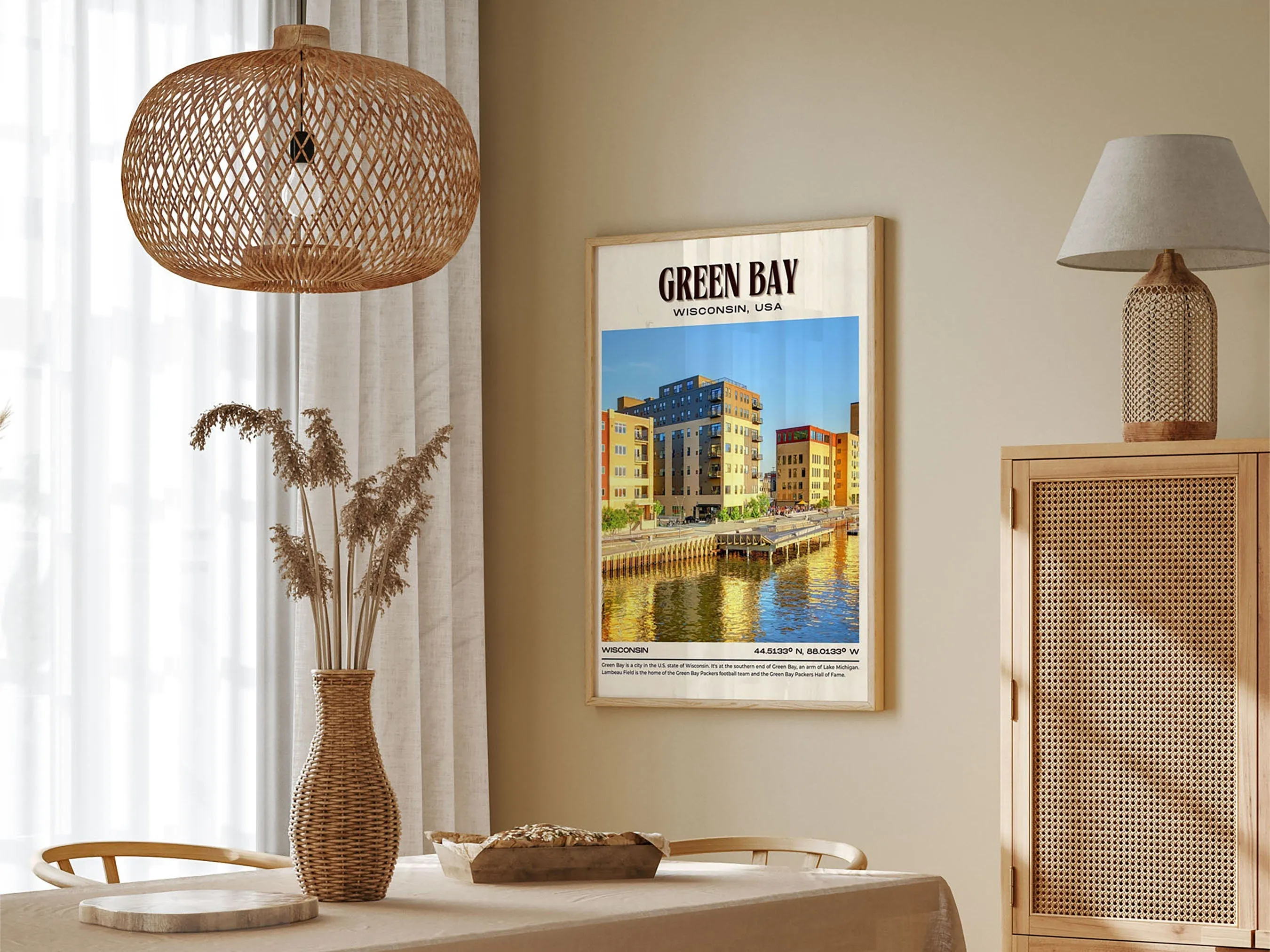 Green Bay Vintage Wall Art, Wisconsin, USA
