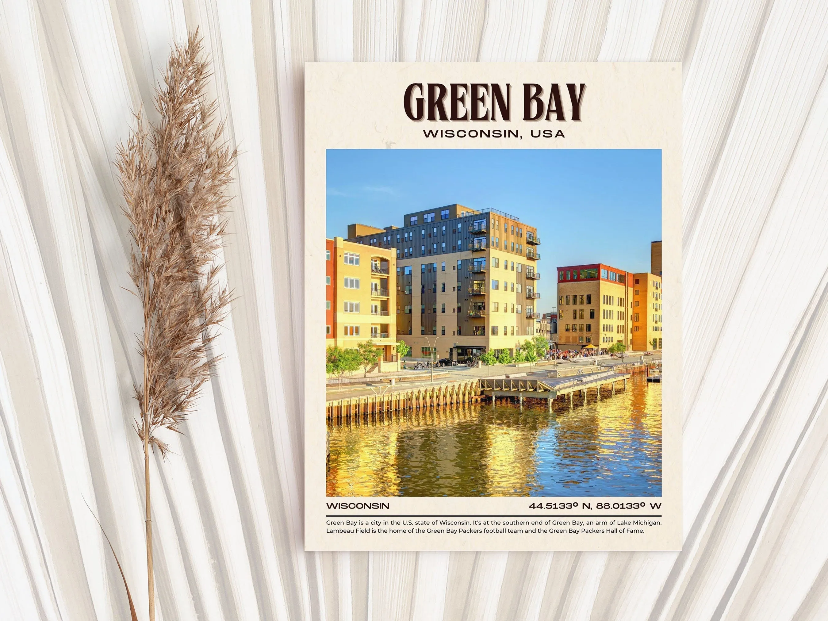 Green Bay Vintage Wall Art, Wisconsin, USA