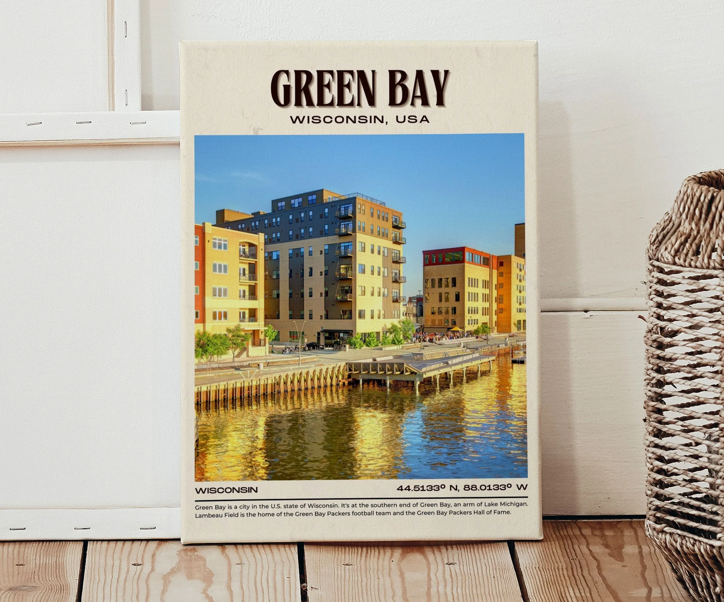 Green Bay Vintage Wall Art, Wisconsin, USA