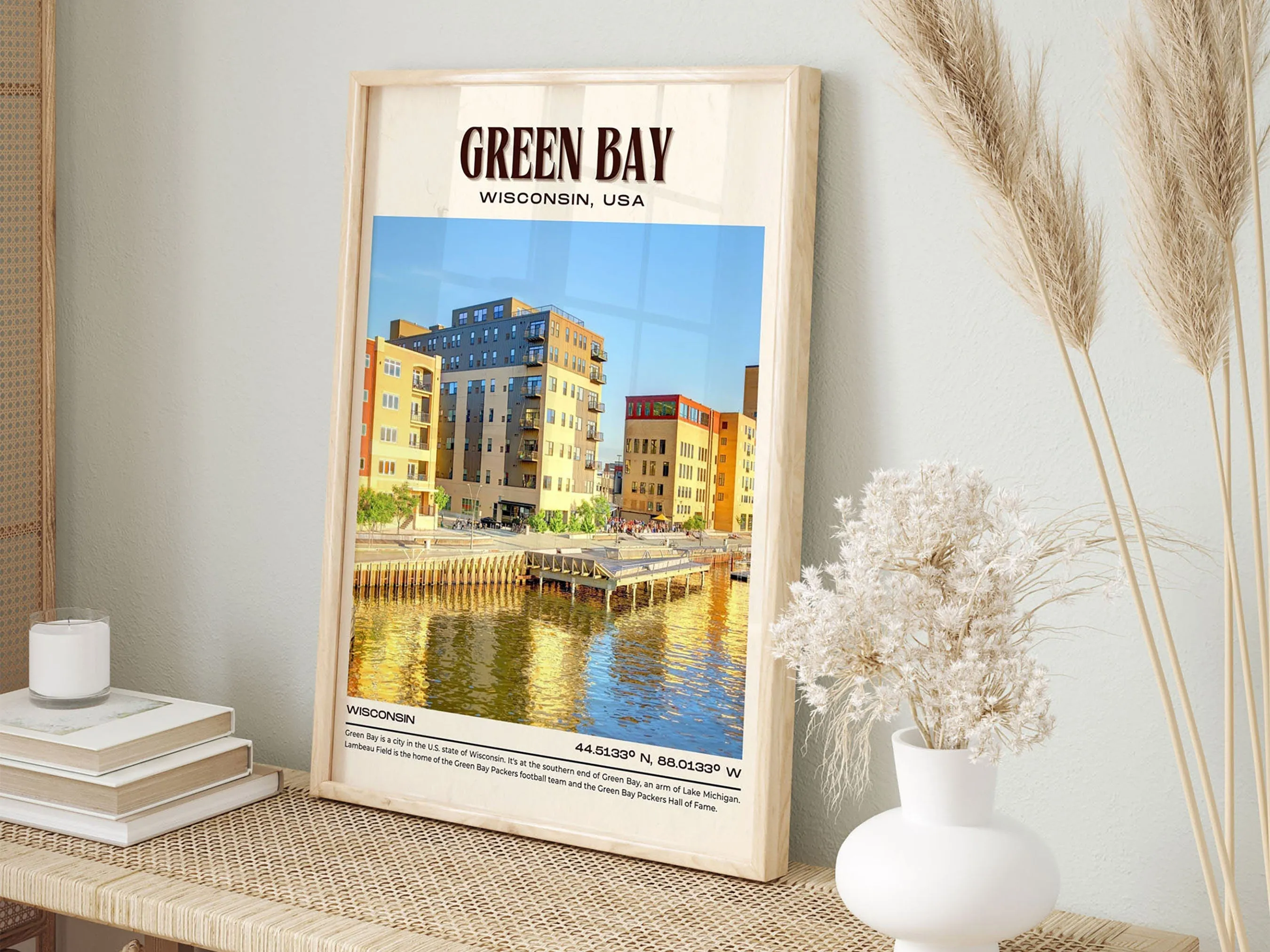 Green Bay Vintage Wall Art, Wisconsin, USA