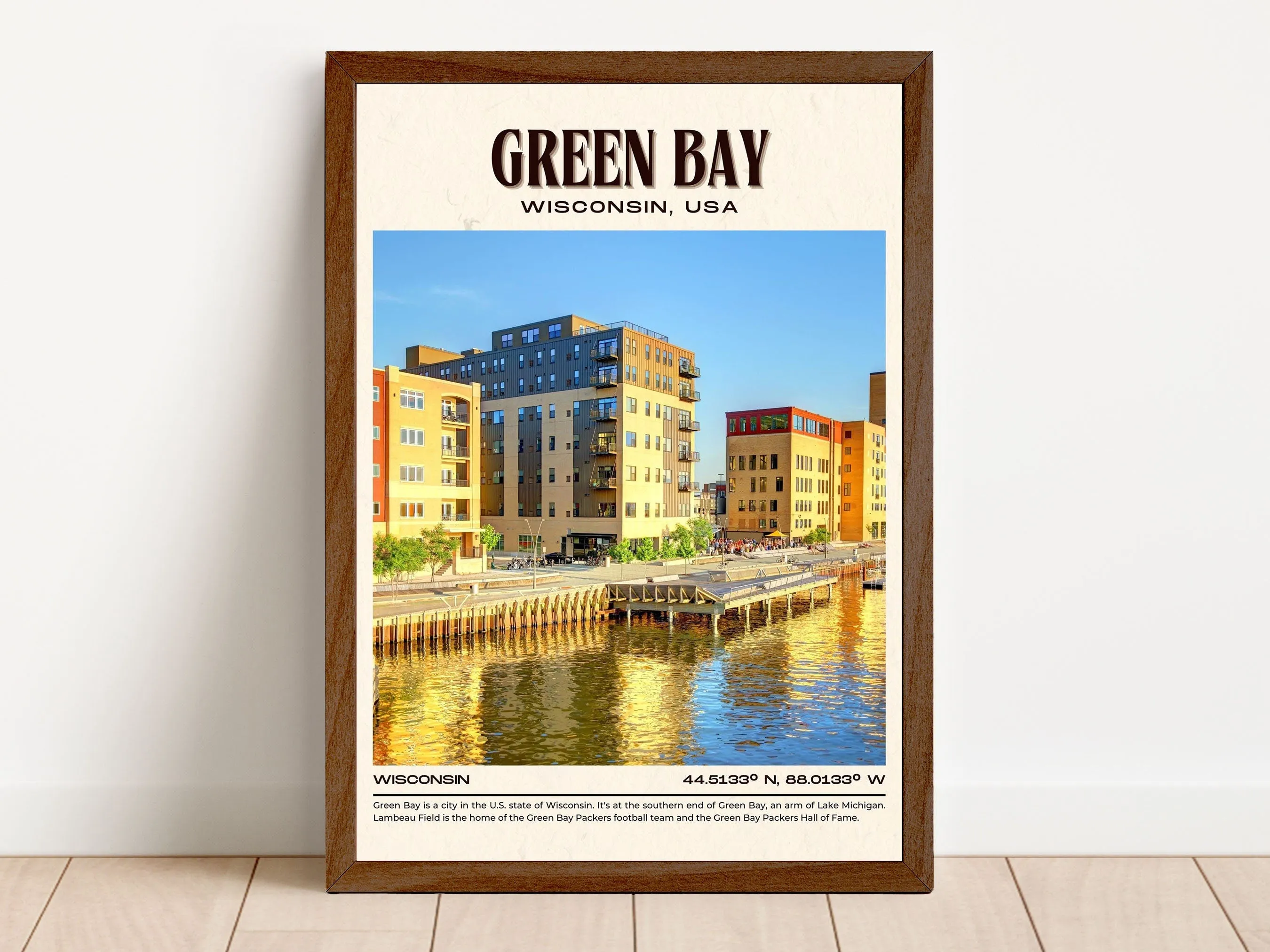 Green Bay Vintage Wall Art, Wisconsin, USA