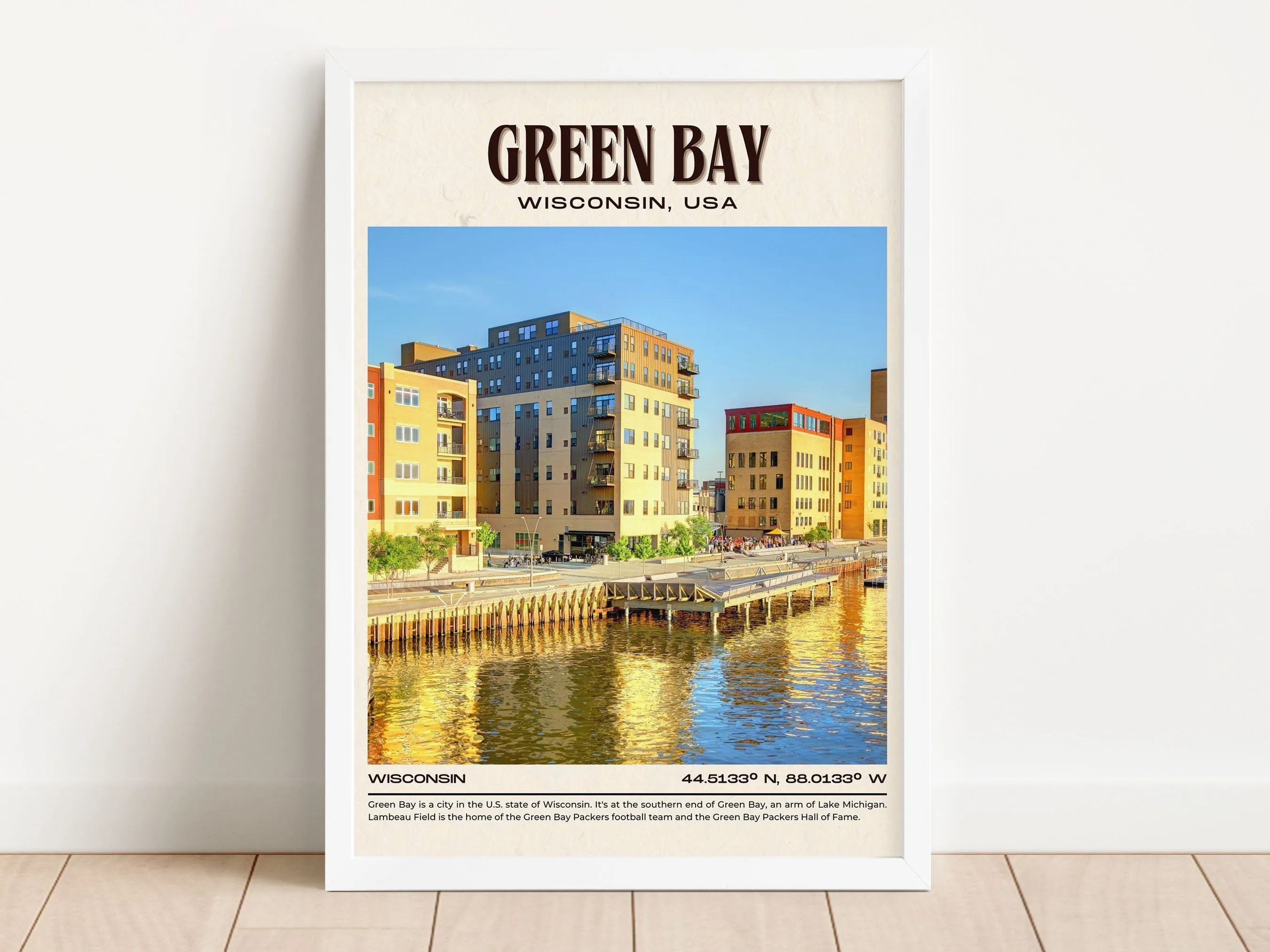Green Bay Vintage Wall Art, Wisconsin, USA