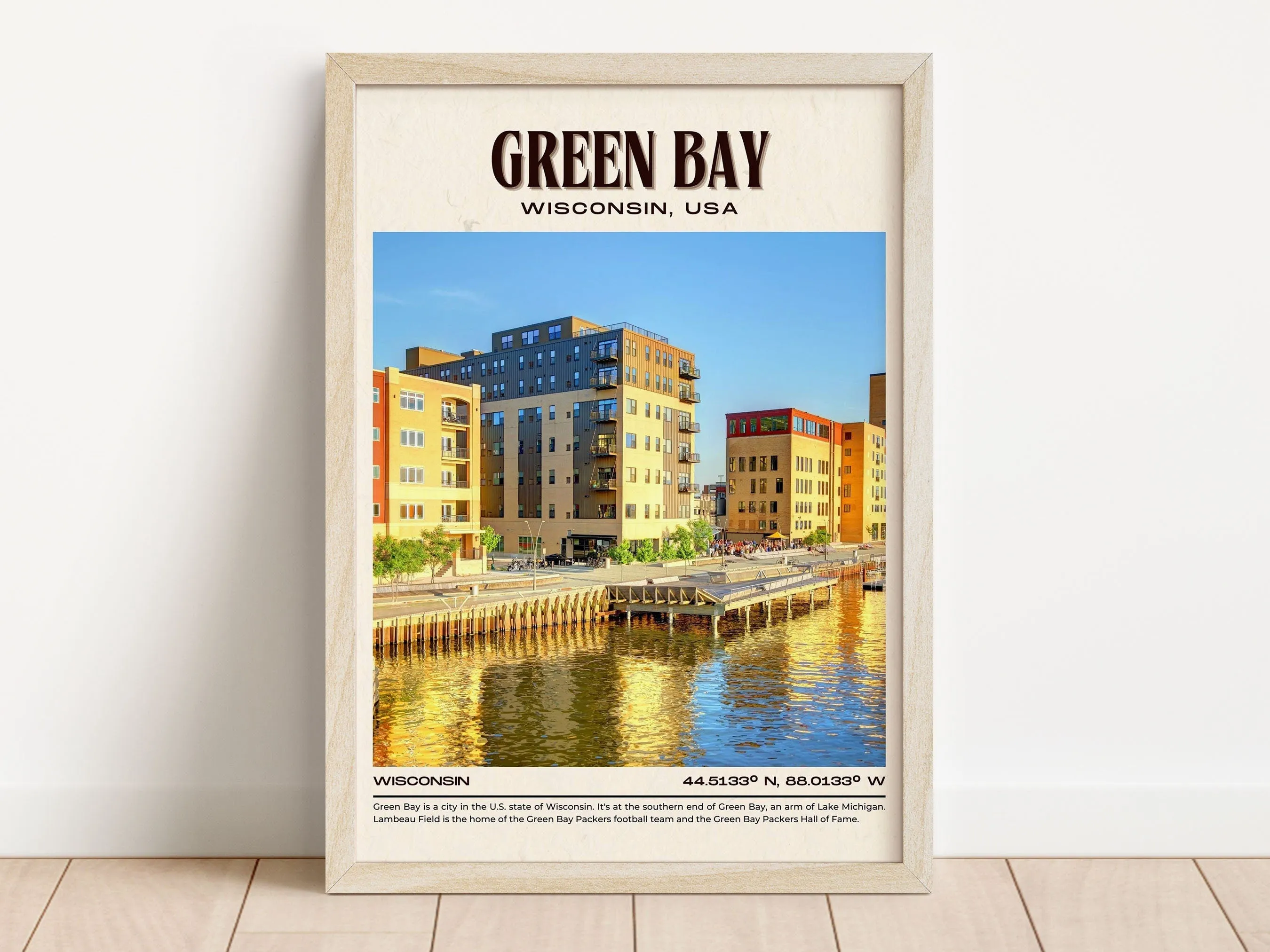 Green Bay Vintage Wall Art, Wisconsin, USA