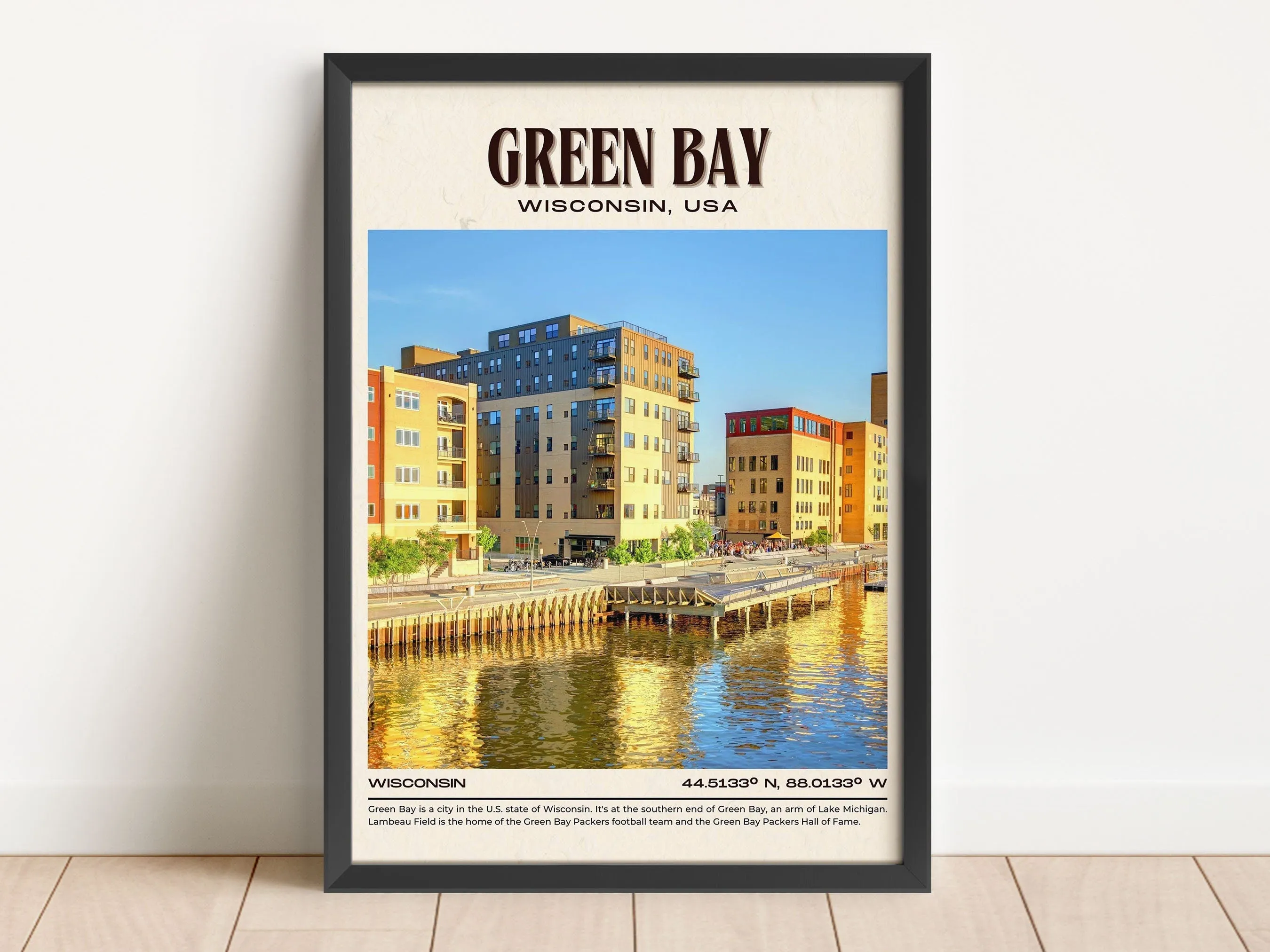 Green Bay Vintage Wall Art, Wisconsin, USA