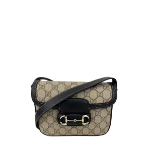 Gucci Horsebit 1955 Mini GG Supreme Shoulder Bag - Ebony
