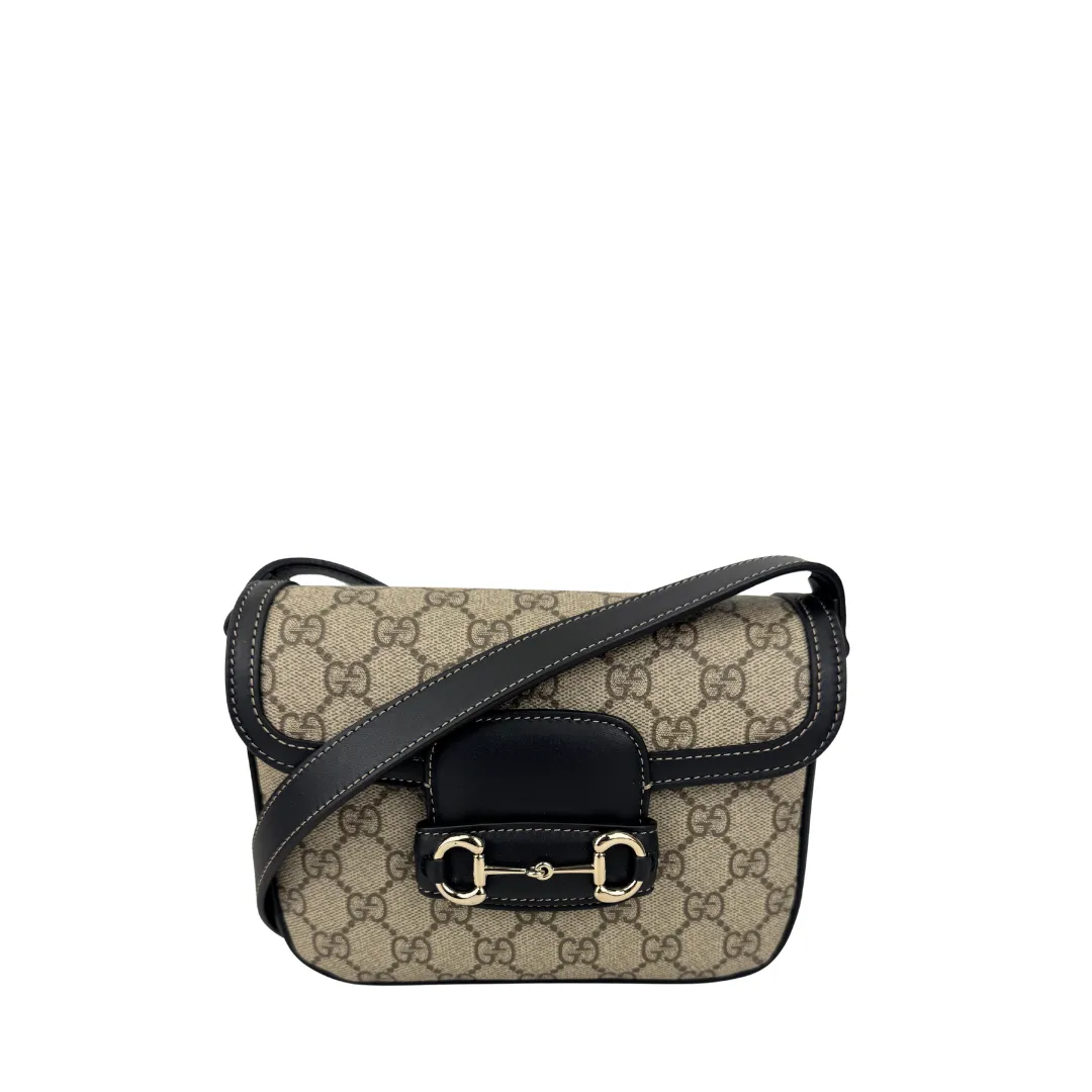 Gucci Horsebit 1955 Mini GG Supreme Shoulder Bag - Ebony