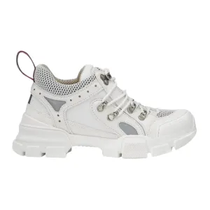 Gucci Shoes, White Mesh Calfskin Suede Flashtrek Sneakers (size 35.5)