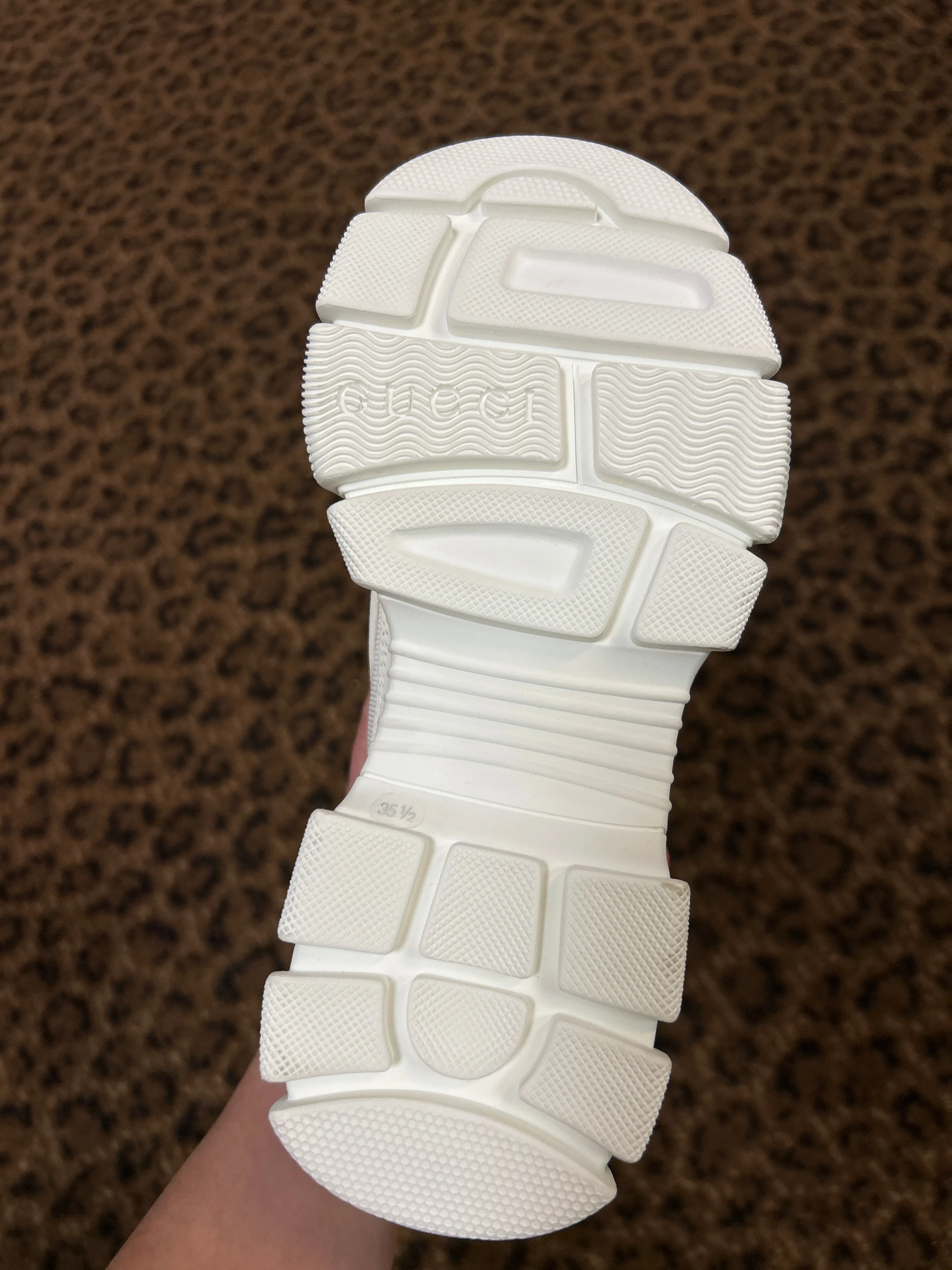 Gucci Shoes, White Mesh Calfskin Suede Flashtrek Sneakers (size 35.5)
