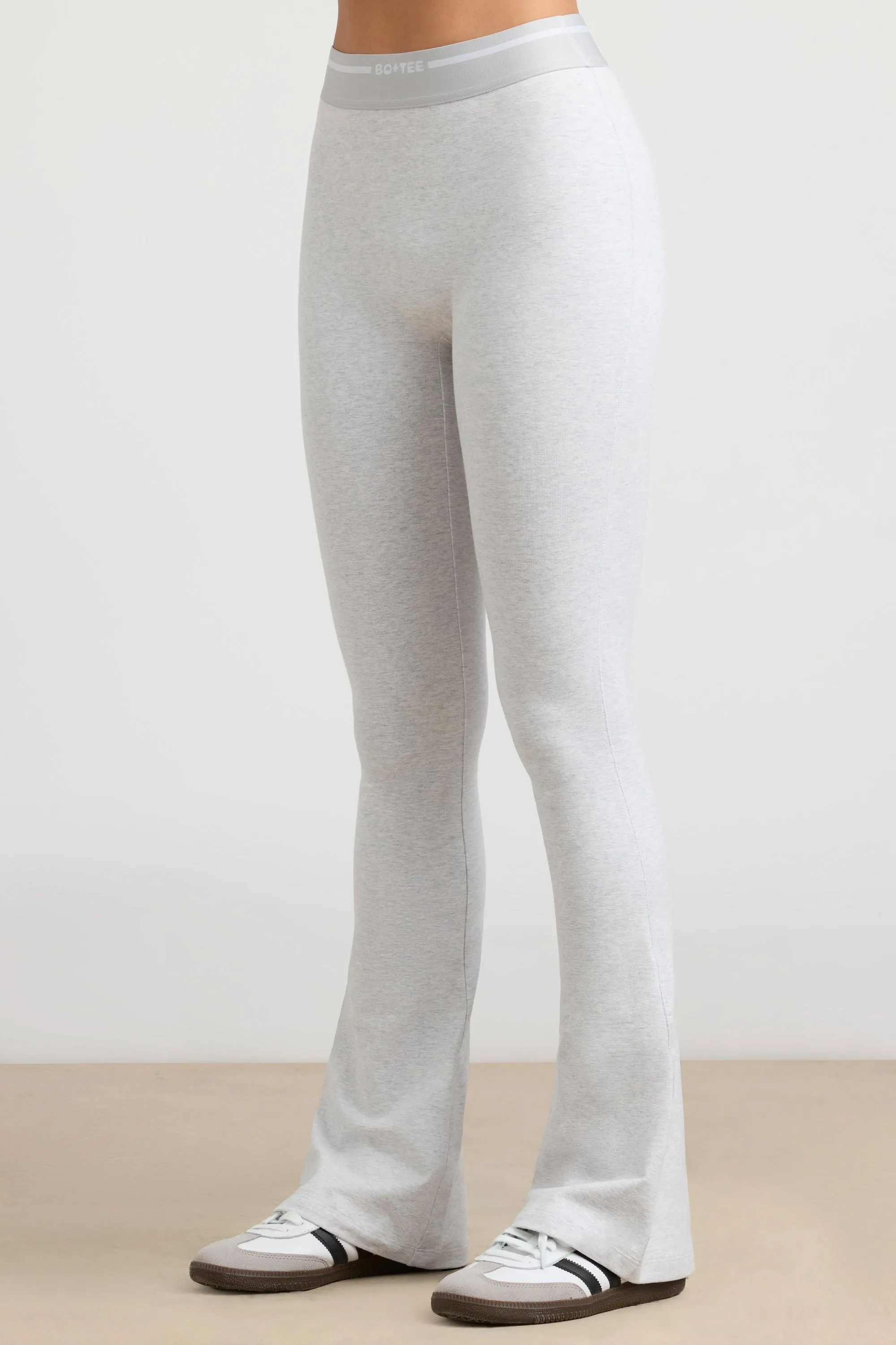 Habitual - High-Waist Kick Flare Trousers in Grey Marl