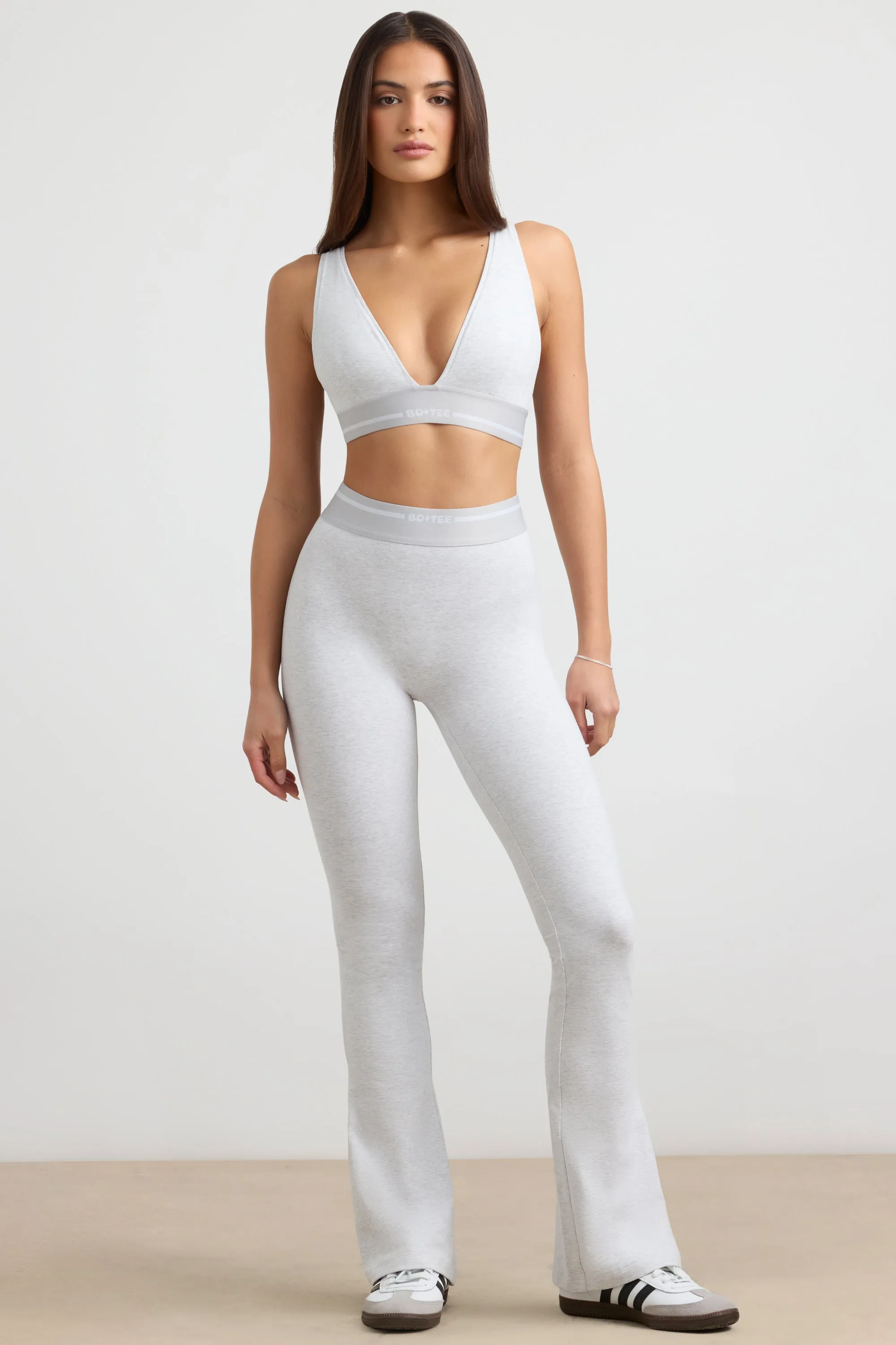 Habitual - High-Waist Kick Flare Trousers in Grey Marl