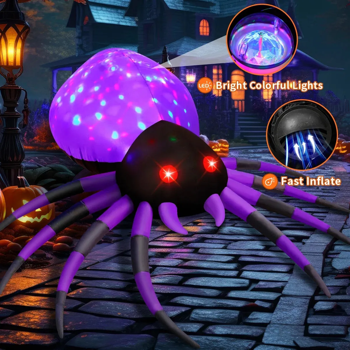 Halloween Inflatable 5 FT Halloween Spider Inflatable, Inflatable Halloween Spider Halloween Blow up Spider with LED Lights, Outdoor Halloween Decorations Clearance for Halloween/Holiday/Party
