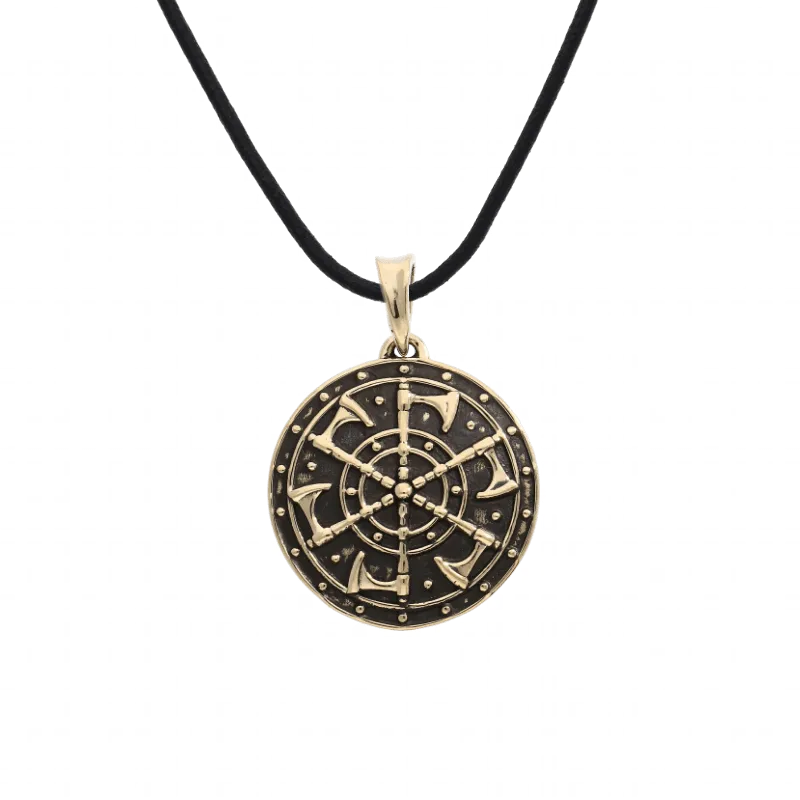 Handcrafted Kolovrat Axes Symbol Bronze Pendant