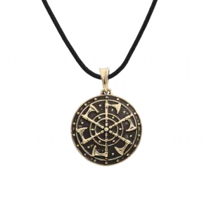 Handcrafted Kolovrat Axes Symbol Bronze Pendant
