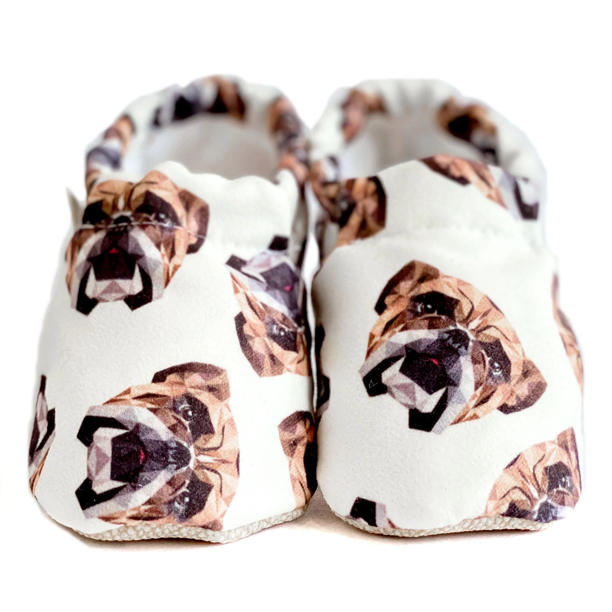 Handmade Cotton Baby Booties | Unique and Stylish First Walking Shoes - BULLDOG Pattern | Milk&Black
