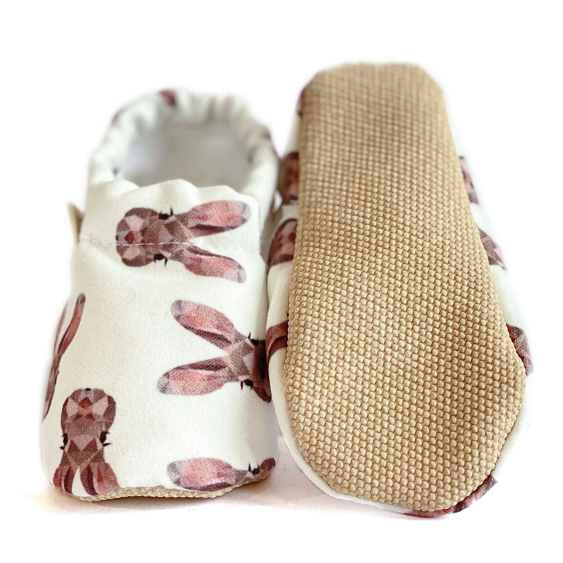 Handmade Cotton Baby Booties | Unique and Stylish First Walking Shoes - BUNNY Pattern | Milk&Black