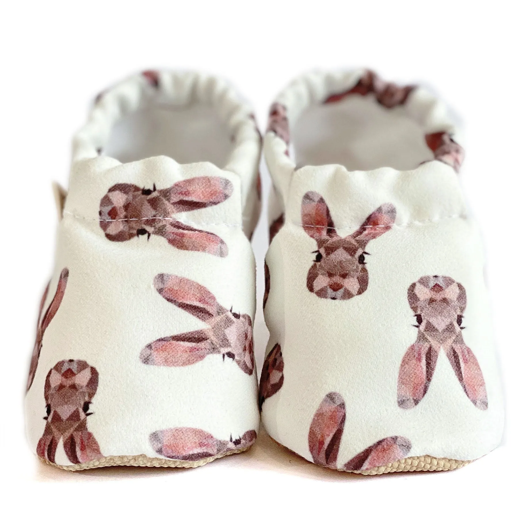 Handmade Cotton Baby Booties | Unique and Stylish First Walking Shoes - BUNNY Pattern | Milk&Black