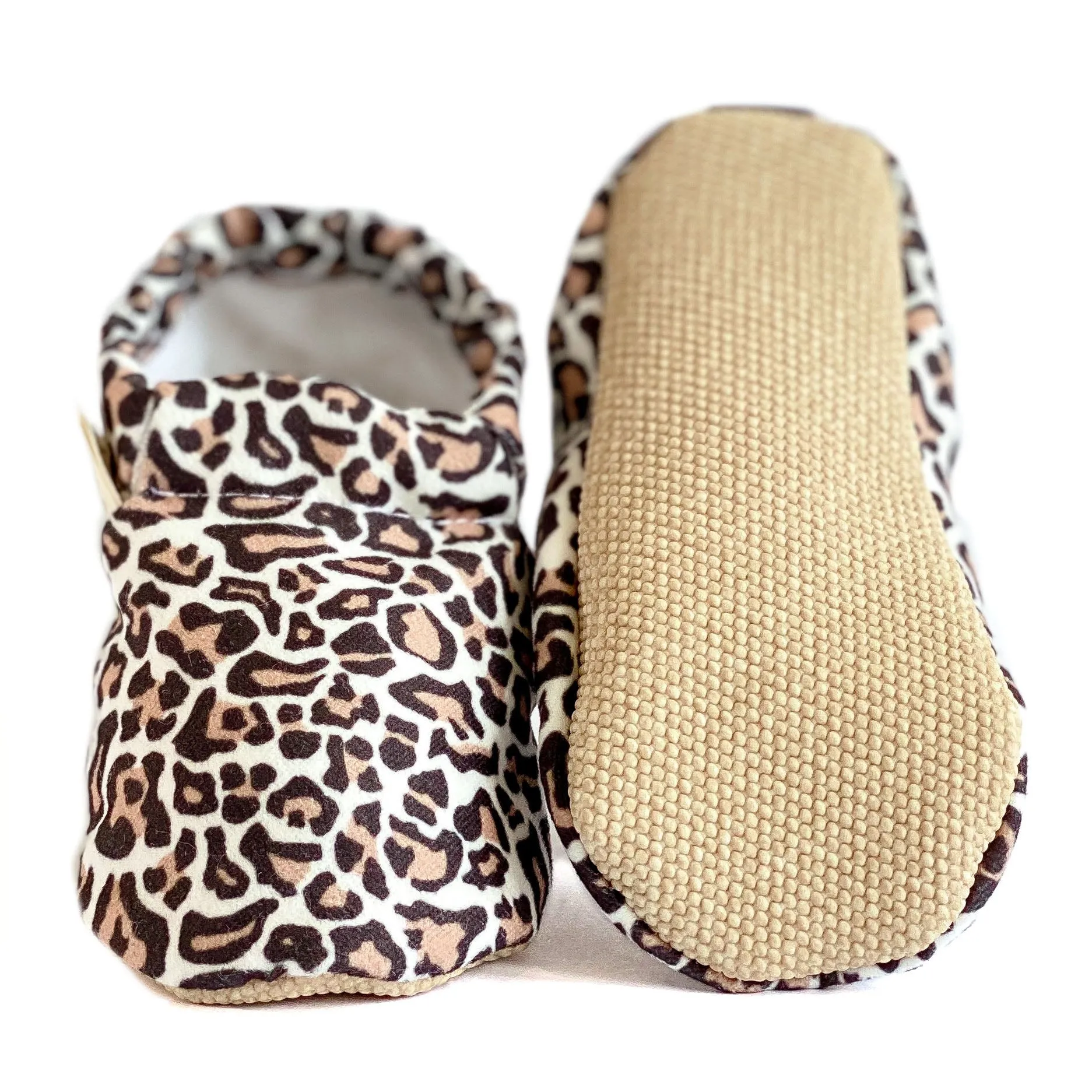 Handmade Cotton Baby Booties | Unique and Stylish First Walking Shoes - LEOPARD Pattern | Milk&Black