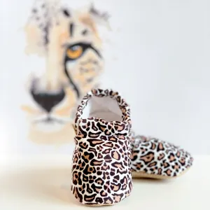 Handmade Cotton Baby Booties | Unique and Stylish First Walking Shoes - LEOPARD Pattern | Milk&Black