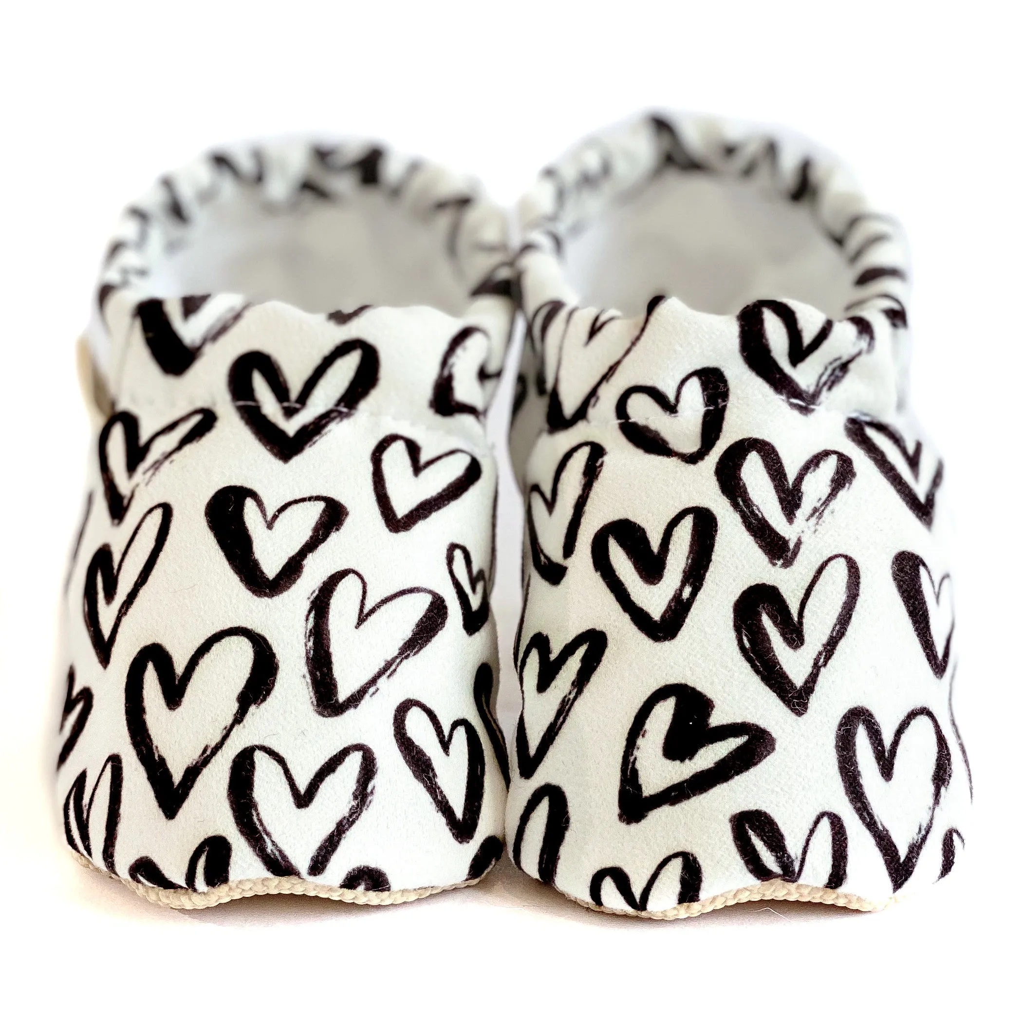 Handmade Cotton Baby Booties | Unique and Stylish First Walking Shoes - LOVE Pattern | Milk&Black