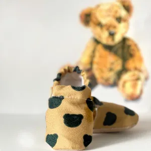 Handmade Cotton Baby Booties | Unique and Stylish First Walking Shoes - TEDDY Pattern | Milk&Black