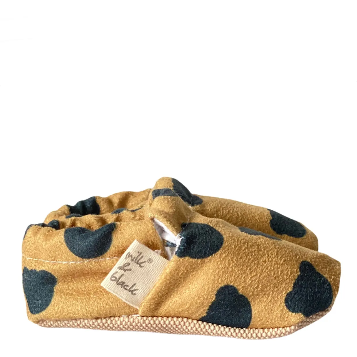 Handmade Cotton Baby Booties | Unique and Stylish First Walking Shoes - TEDDY Pattern | Milk&Black