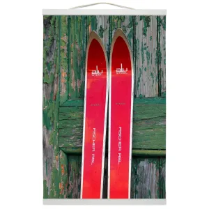 Hanging Canvas Print - Red Vintage Skis