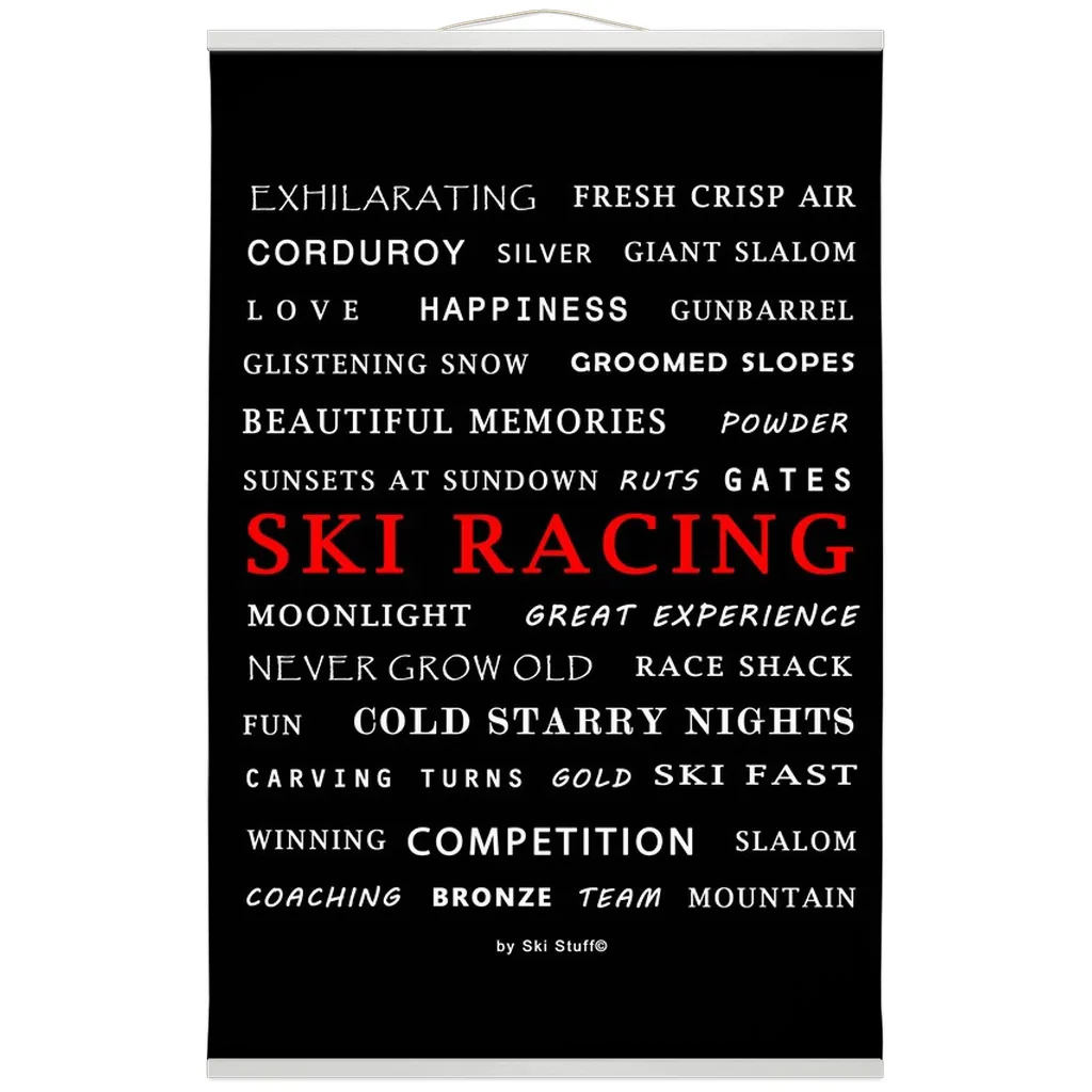 Hanging Canvas Print - Ski Racing Black