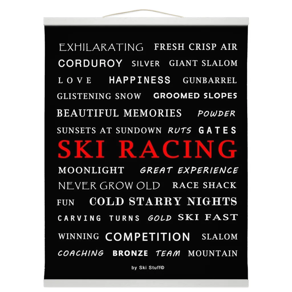 Hanging Canvas Print - Ski Racing Black