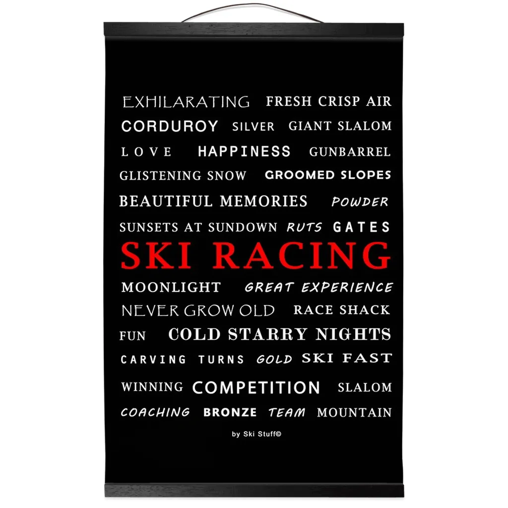 Hanging Canvas Print - Ski Racing Black