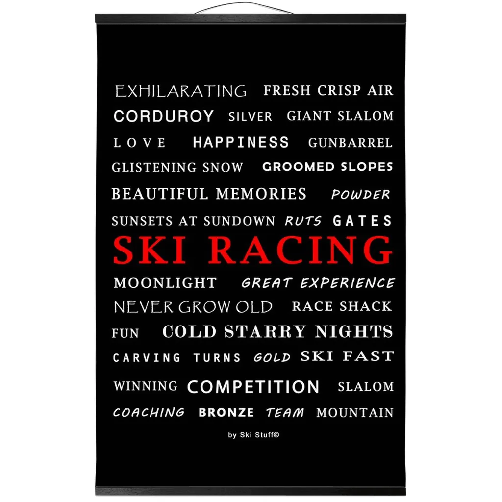 Hanging Canvas Print - Ski Racing Black