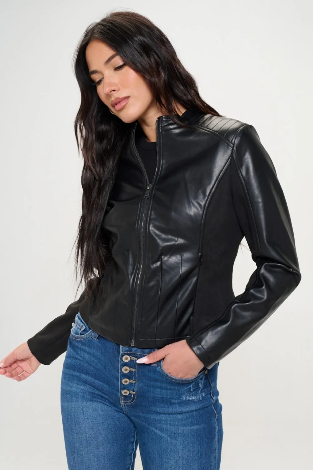 Hazel Blues® |  Coalition LA Zip Up Vegan Moto Jacket