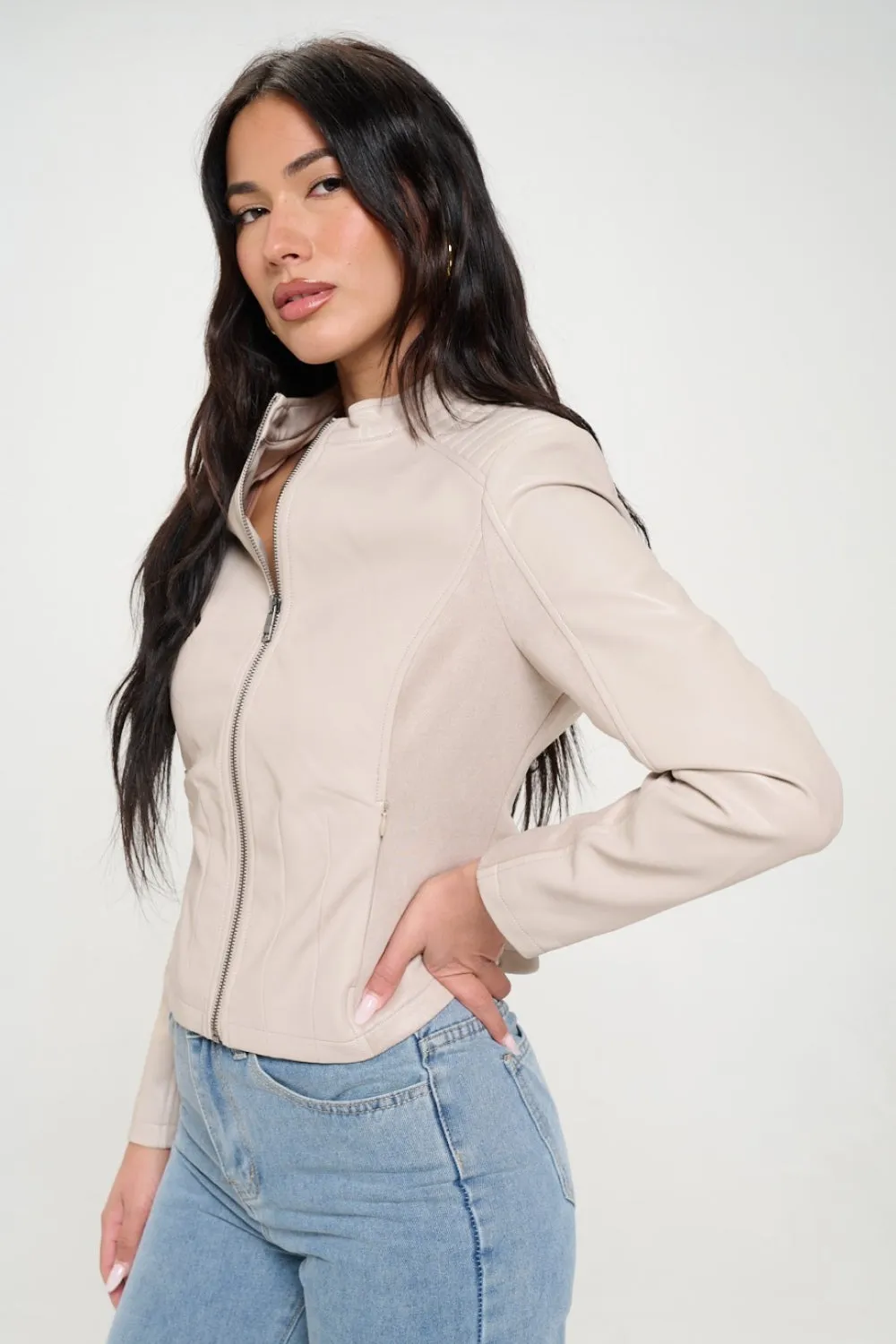 Hazel Blues® |  Coalition LA Zip Up Vegan Moto Jacket