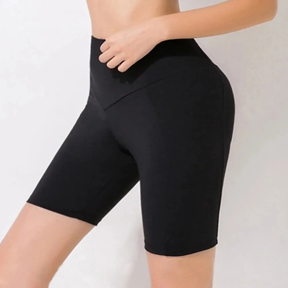 High Waist Women's Cycling Shorts - Camouflage Leopard Print Tie Dye
