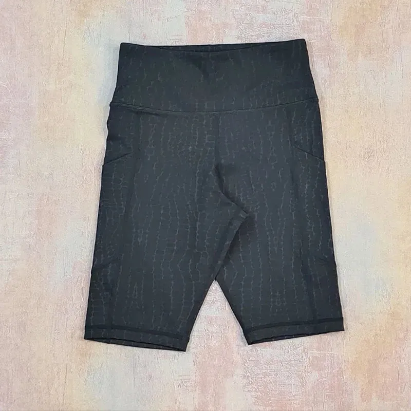 High Waist Women's Cycling Shorts - Camouflage Leopard Print Tie Dye