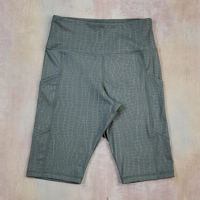 High Waist Women's Cycling Shorts - Camouflage Leopard Print Tie Dye