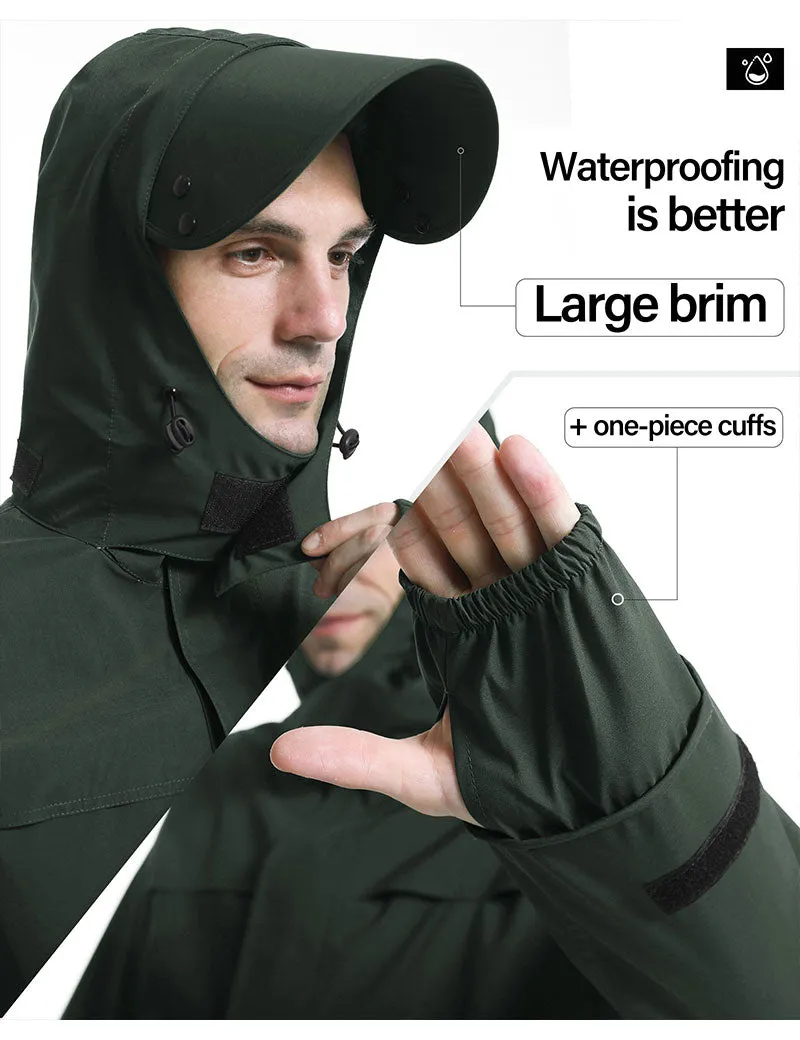 iCreek Men's Rain Suit Waterproof Rain jacket Breathable Lightweight Raincoat with Hooded Rain Gear for Leisure, Outdoor(Grayish Green）