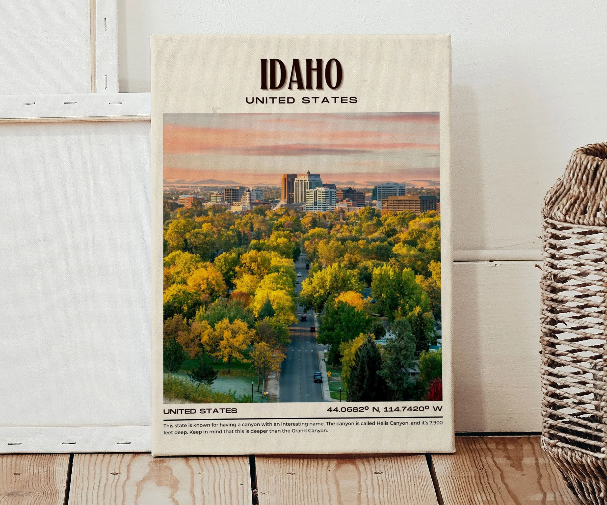 Idaho Vintage Wall Art, USA