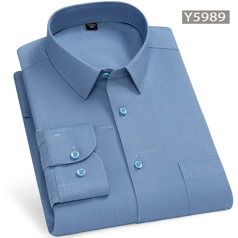 INSTOCK-Men's long-sleeved thin loose elastic fiber cotton shirt