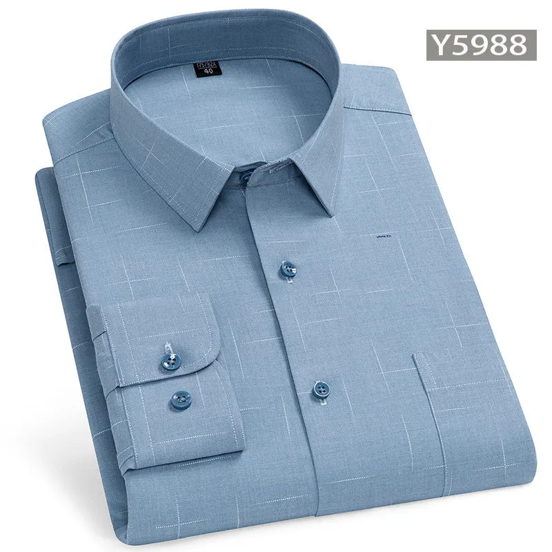 INSTOCK-Men's long-sleeved thin loose elastic fiber cotton shirt