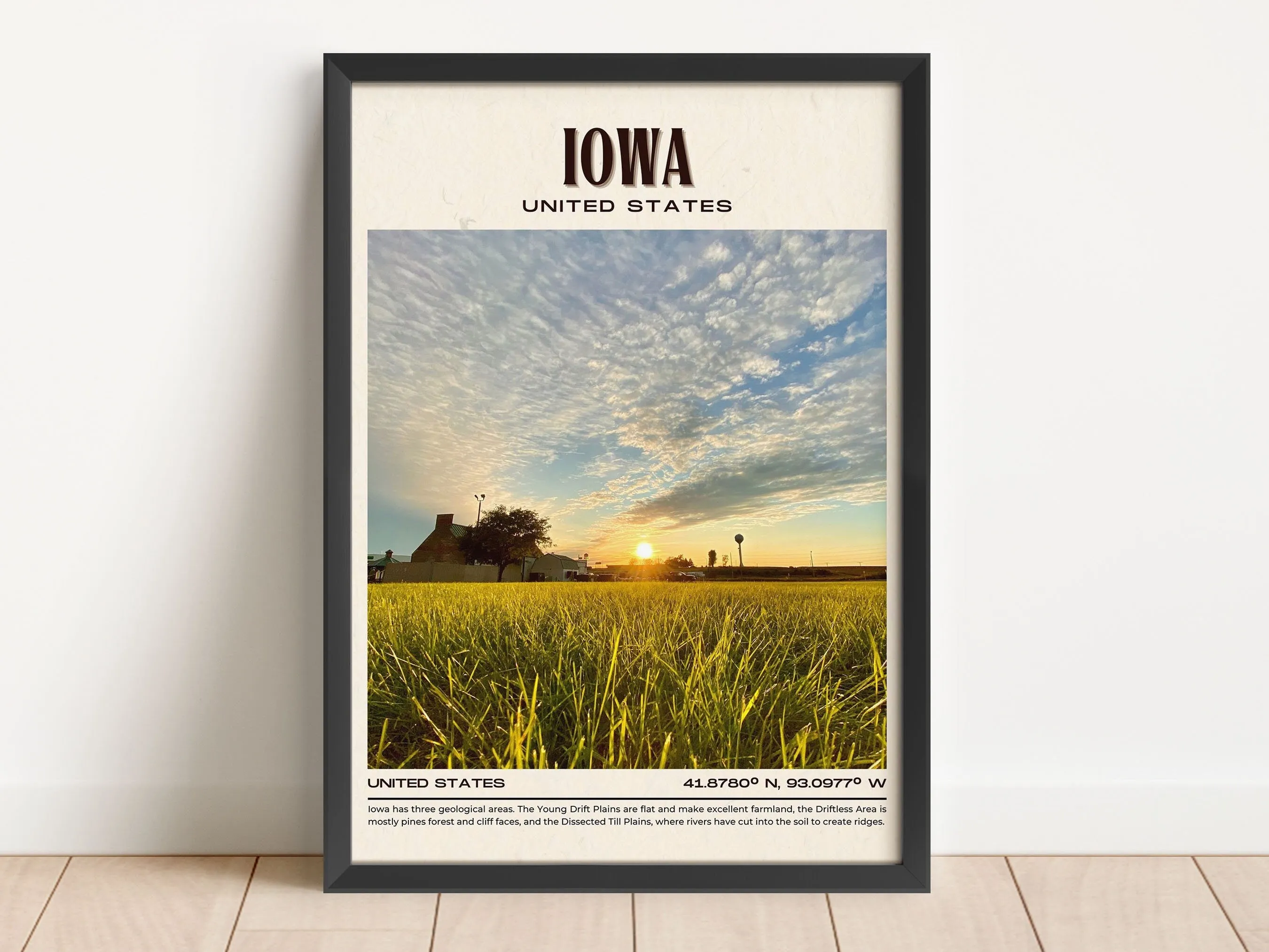 Iowa Vintage Wall Art, USA