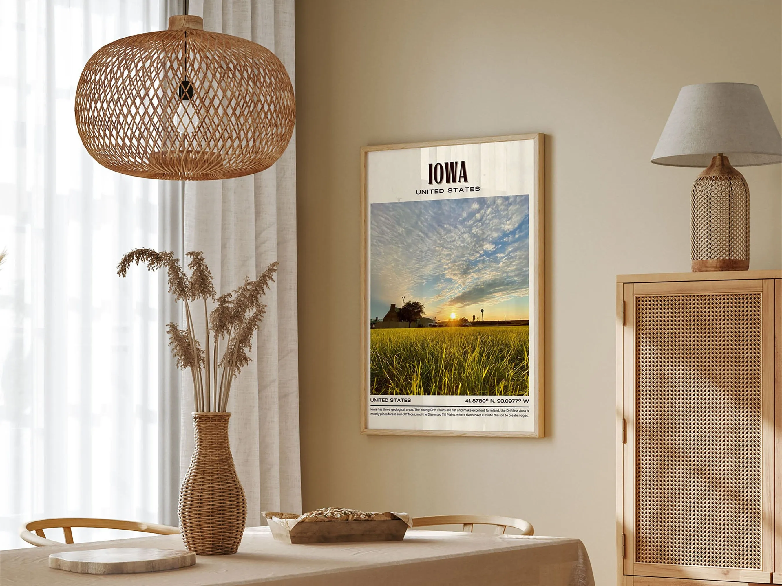 Iowa Vintage Wall Art, USA