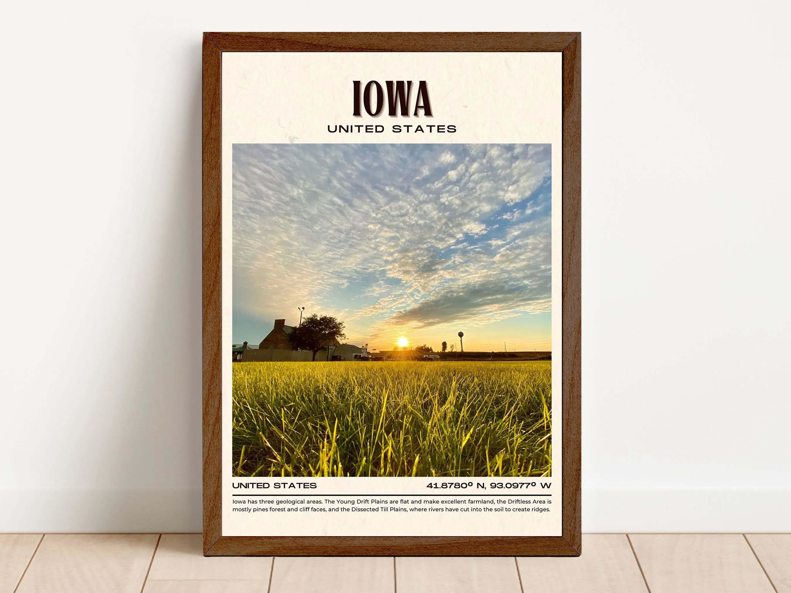Iowa Vintage Wall Art, USA