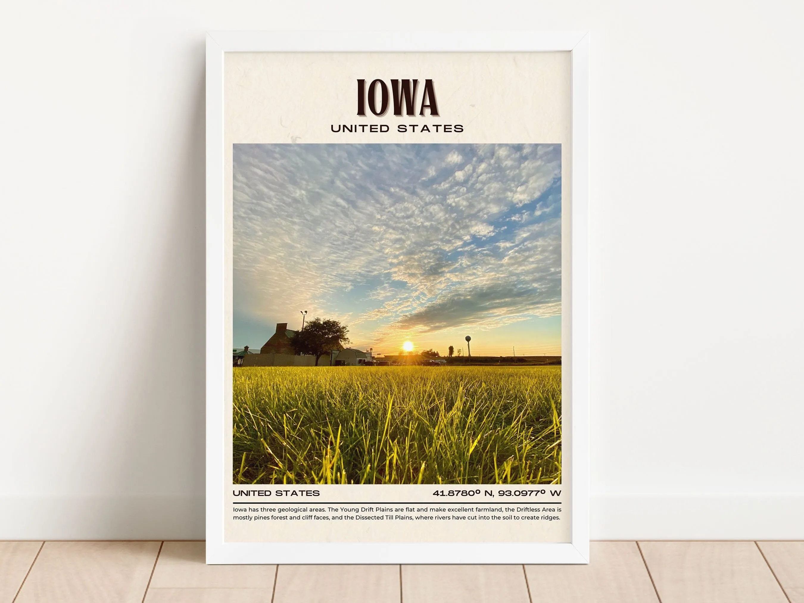 Iowa Vintage Wall Art, USA