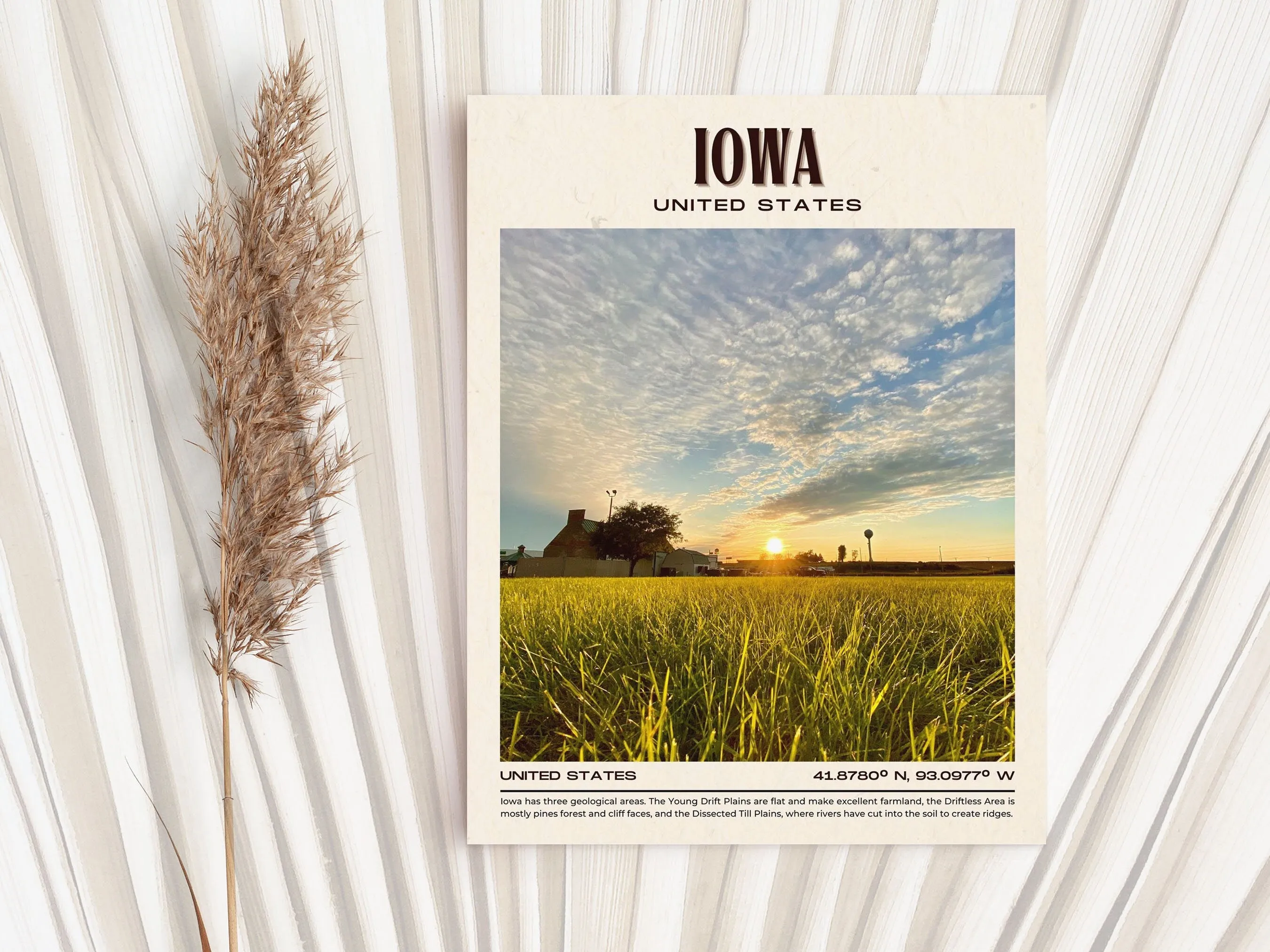 Iowa Vintage Wall Art, USA